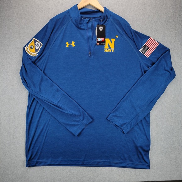 Under Armour Mens 3XL Navy Midshipmen Royal Blue Angels Tech Quarter Zip NWT - Picture 1 of 9
